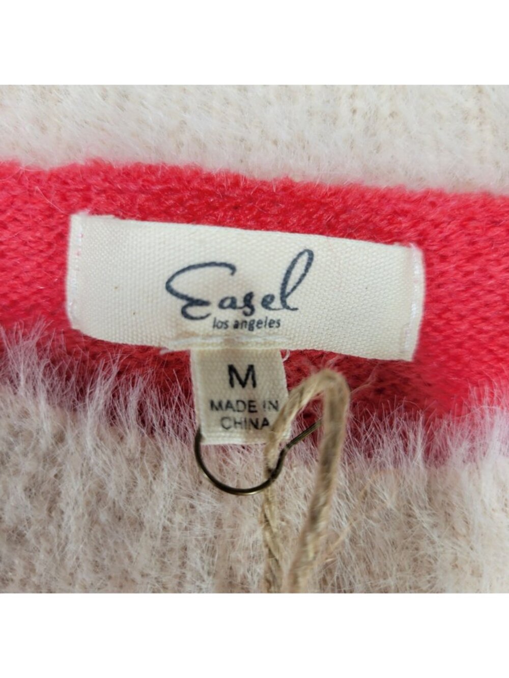 NWT Easel Coral Fuzzy Daisy Flower Print Loose Fit Knit Sweater Medium - CL004 - Picture 8 of 16